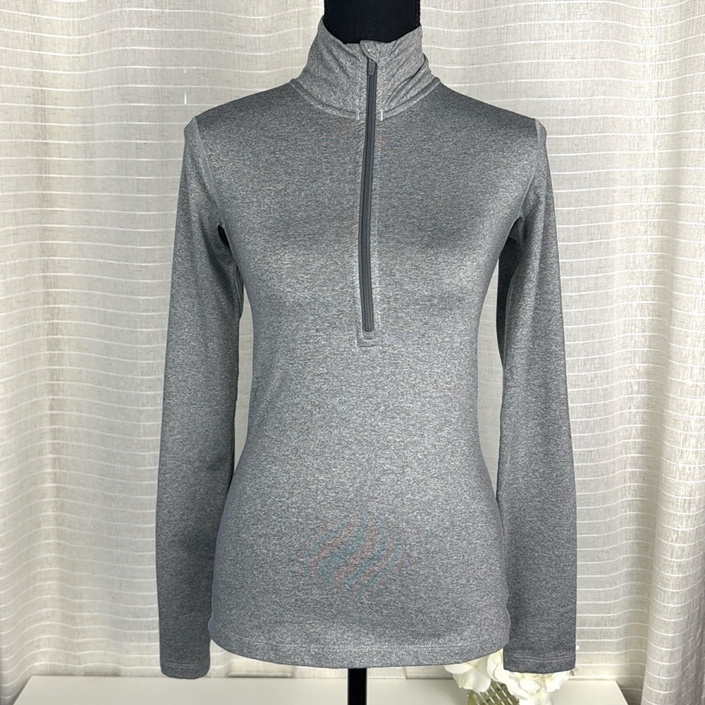 Nike Pro Dri-fit Hyperwarm 1/2 Zip Pullover Top Gray Long Sleeve Thumb, XSmall